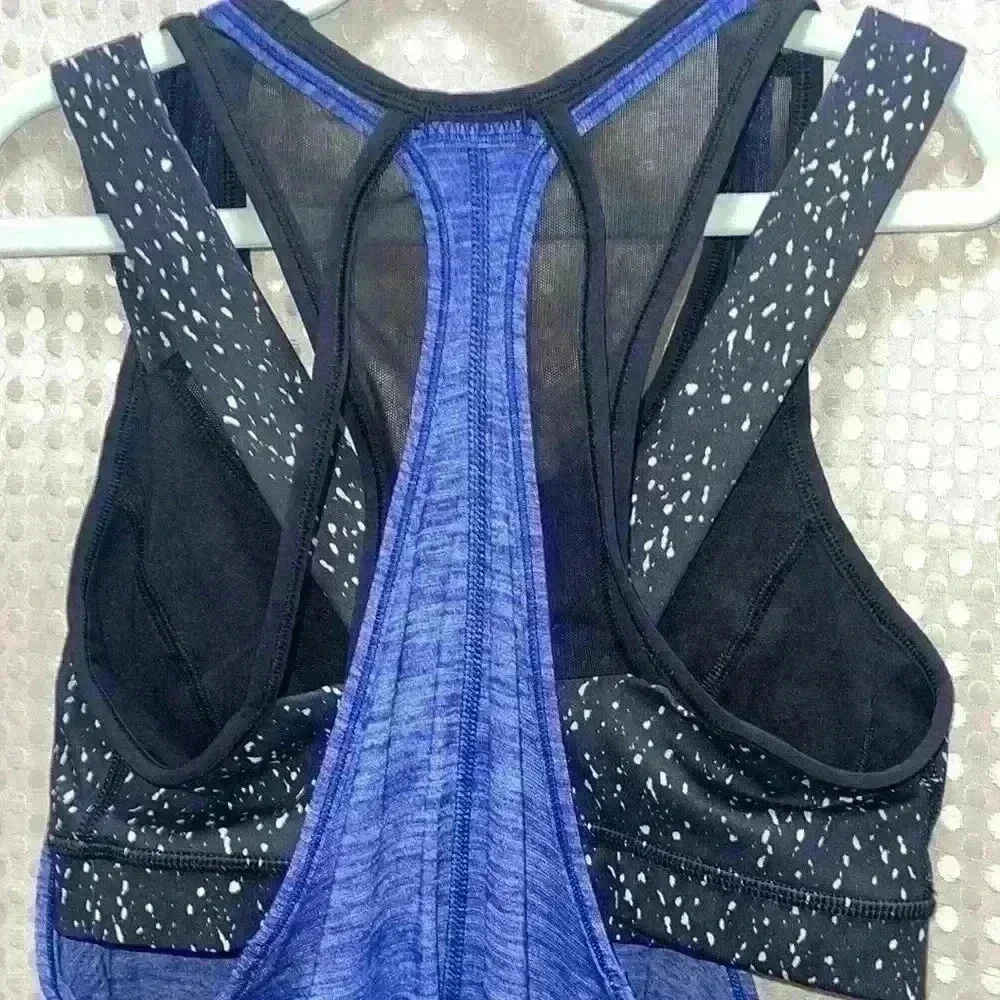 Lululemon Tough It Out Tank Heathered Sapphire Blue/ButterflTexture Blck/White